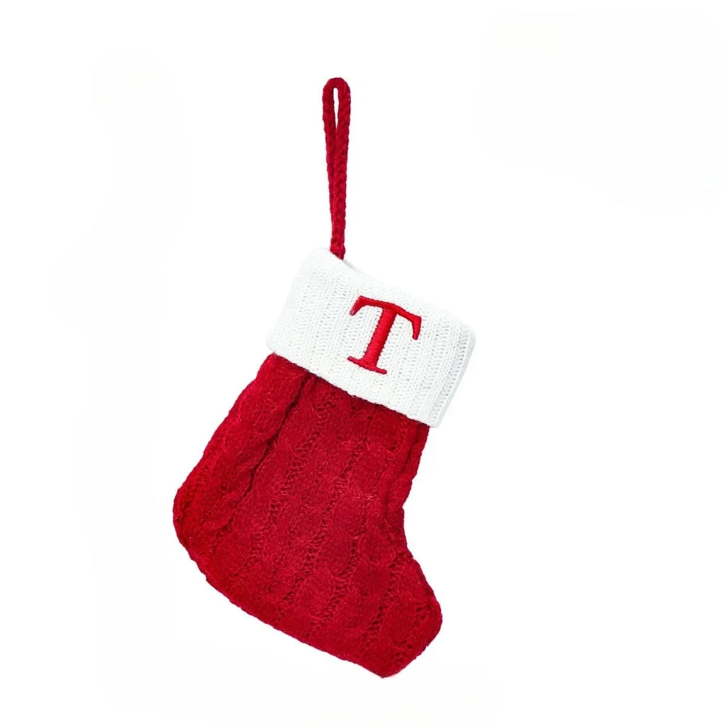 Personalized Mini Christmas Stocking with Cable Knit and Embroidered Initial - Image 18