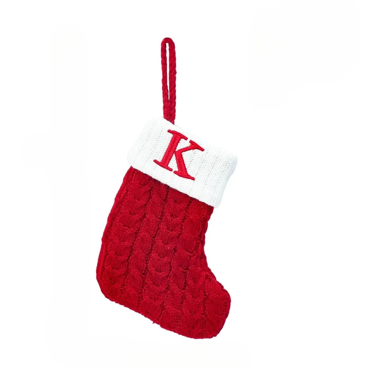 Personalized Mini Christmas Stocking with Cable Knit and Embroidered Initial - Image 19
