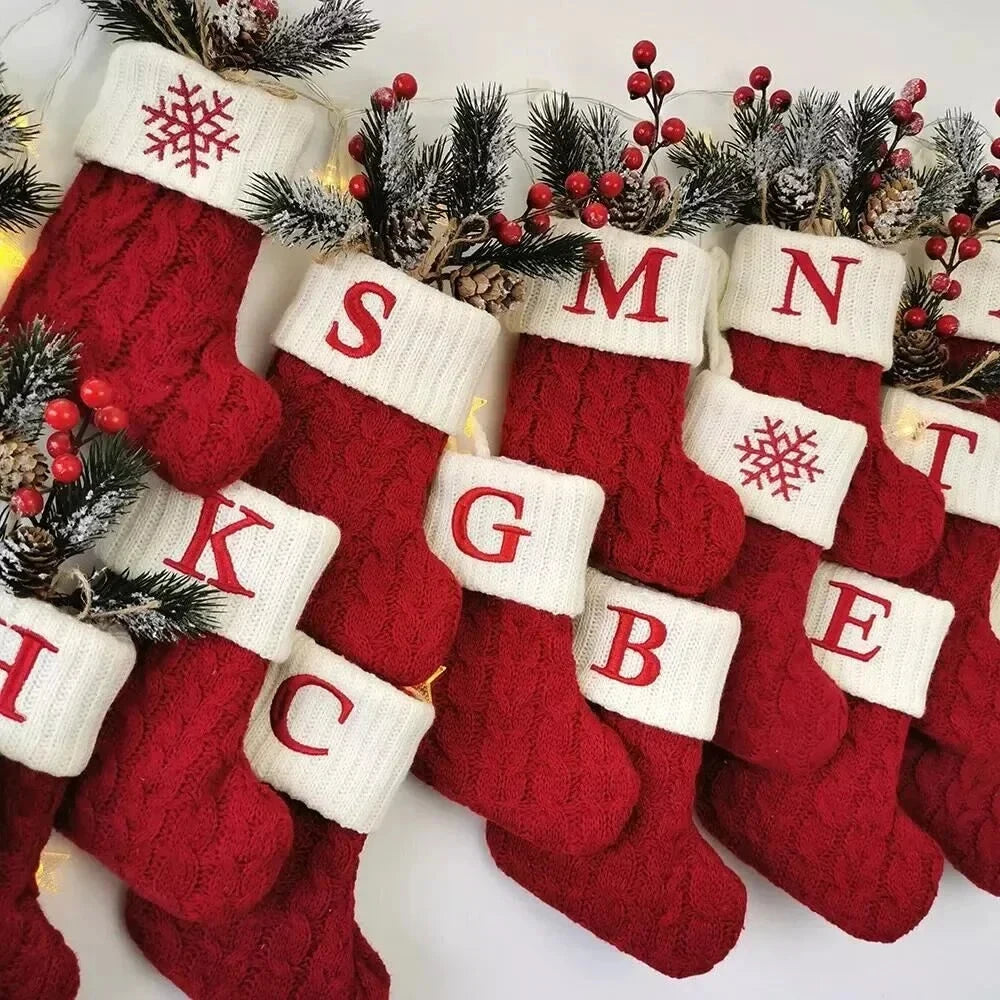 Personalized Mini Christmas Stocking with Cable Knit and Embroidered Initial - Image 2