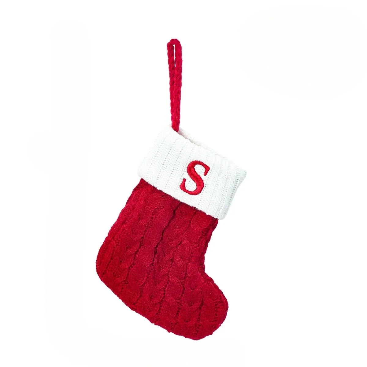 Personalized Mini Christmas Stocking with Cable Knit and Embroidered Initial - Image 22