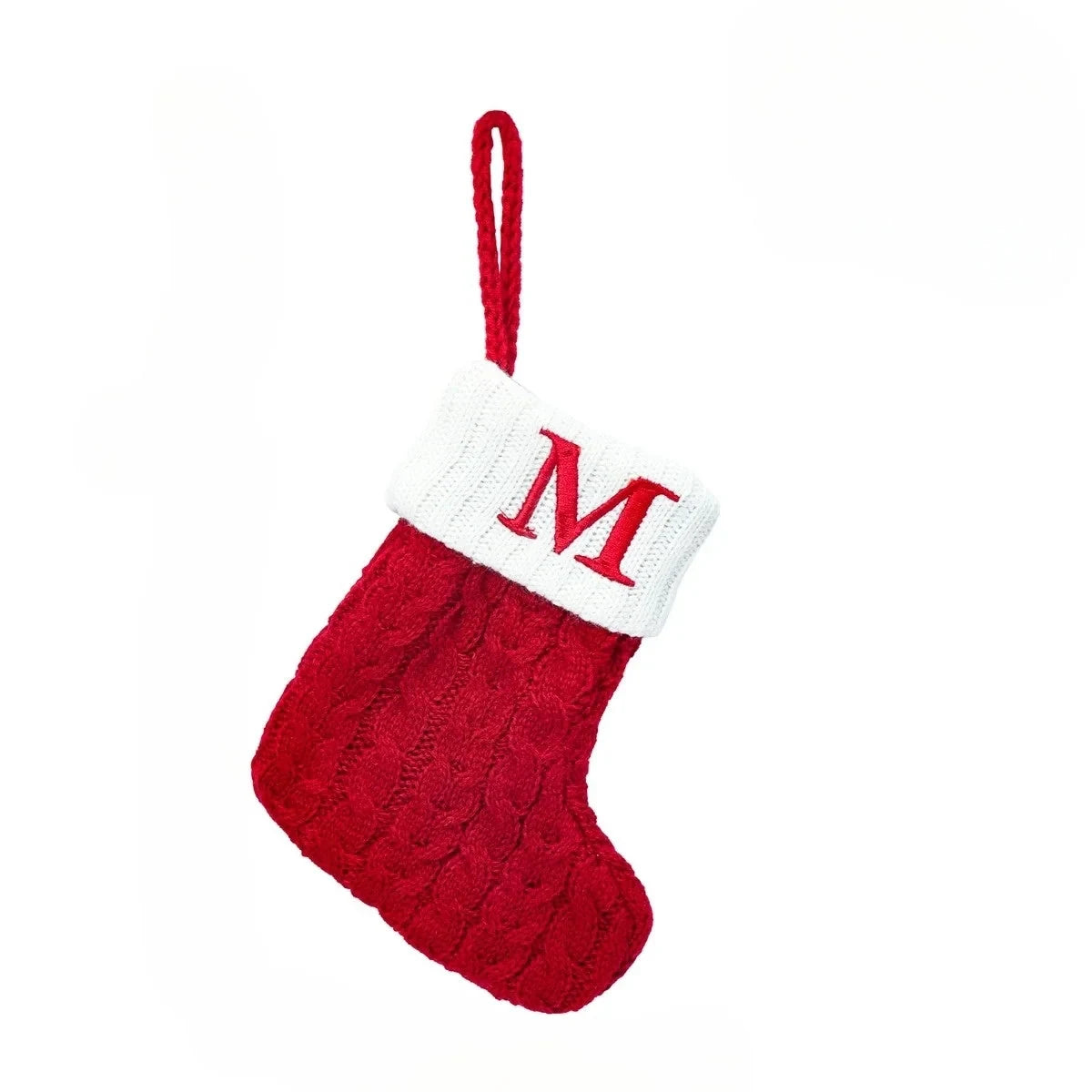 Personalized Mini Christmas Stocking with Cable Knit and Embroidered Initial - Image 23