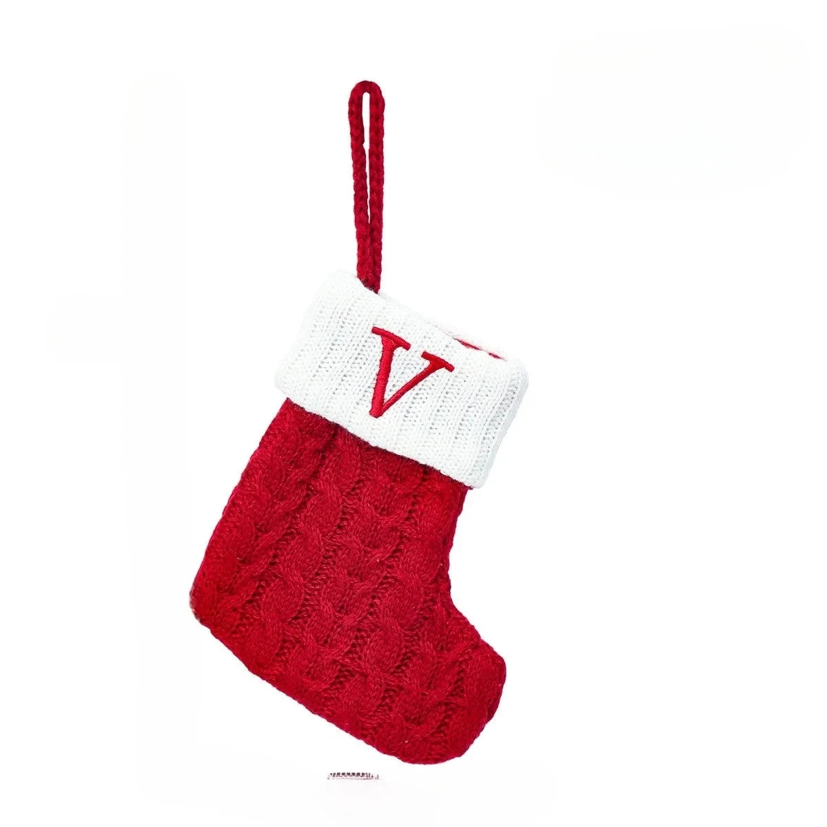 Personalized Mini Christmas Stocking with Cable Knit and Embroidered Initial - Image 24