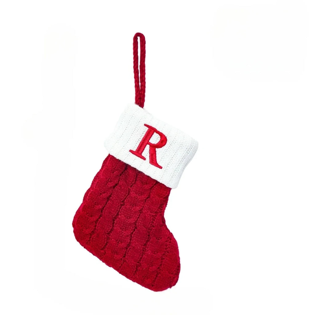 Personalized Mini Christmas Stocking with Cable Knit and Embroidered Initial - Image 29