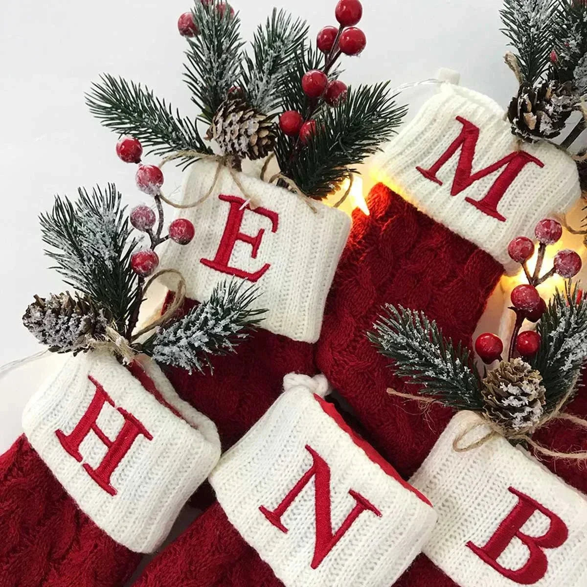 Personalized Mini Christmas Stocking with Cable Knit and Embroidered Initial - Image 3