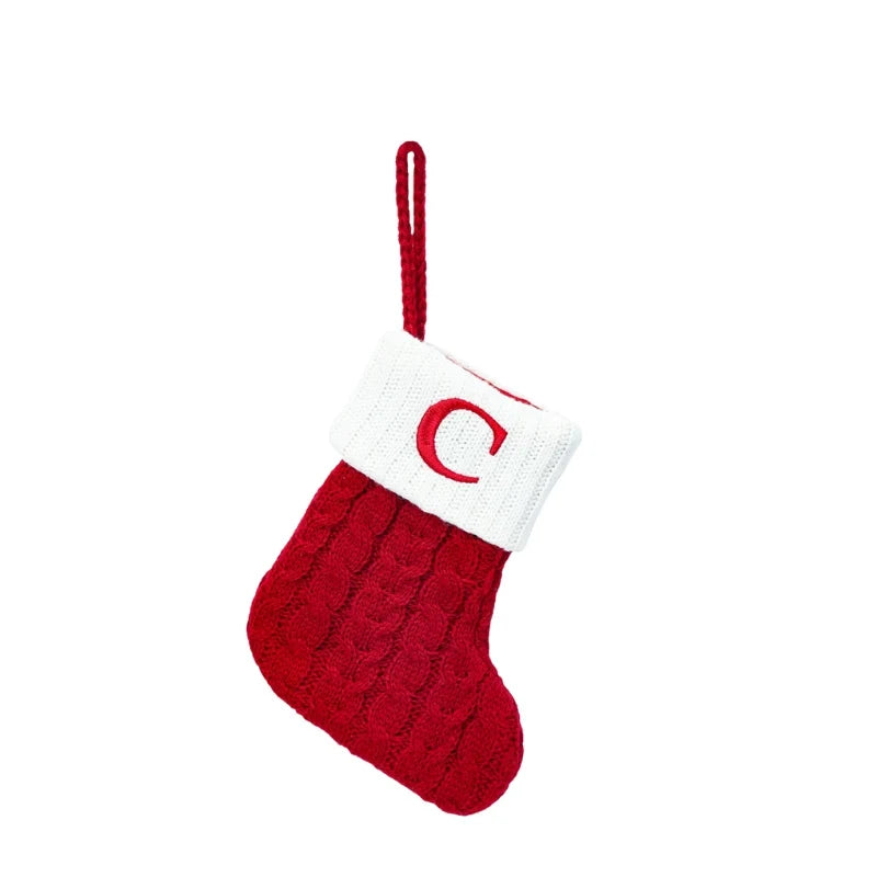Personalized Mini Christmas Stocking with Cable Knit and Embroidered Initial - Image 6