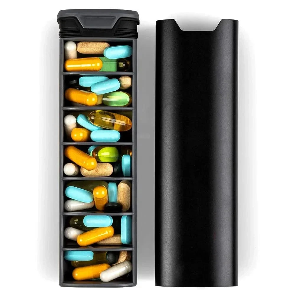 Pill Organizer with 7 Daily Compartments and Protective Sleeve for Travel - Image 4