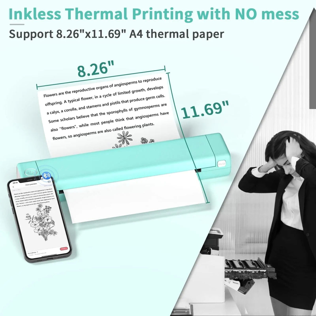 Portable Thermal Printer with Wireless Bluetooth and USB for A4 Mobile Printing - Image 7