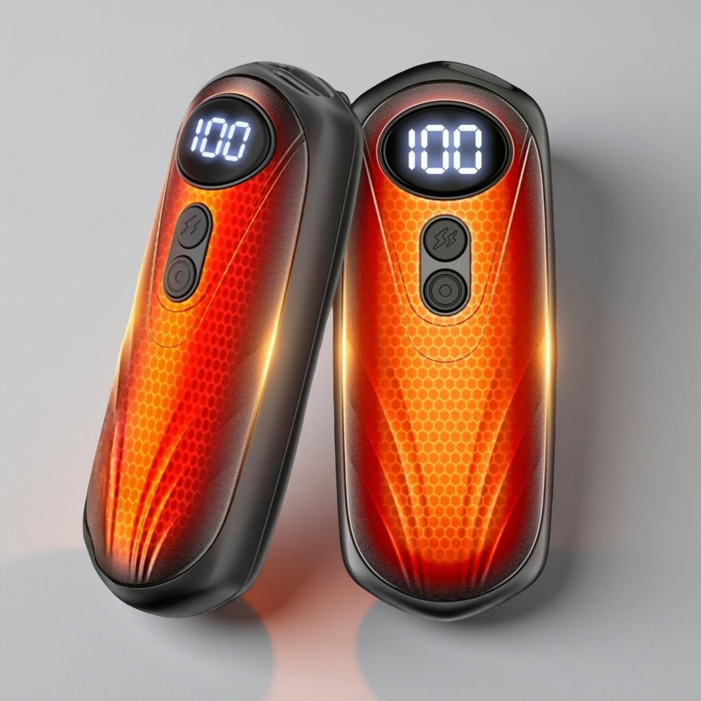 Rechargeable Hand Warmers with LED Display Five Heat Settings Set of 2 Portable Pocket Heaters - Image 1