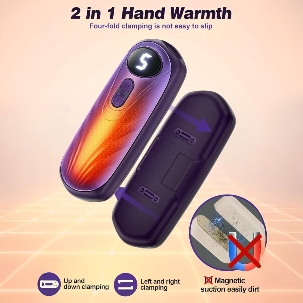 Rechargeable Hand Warmers with LED Display Five Heat Settings Set of 2 Portable Pocket Heaters - Image 15