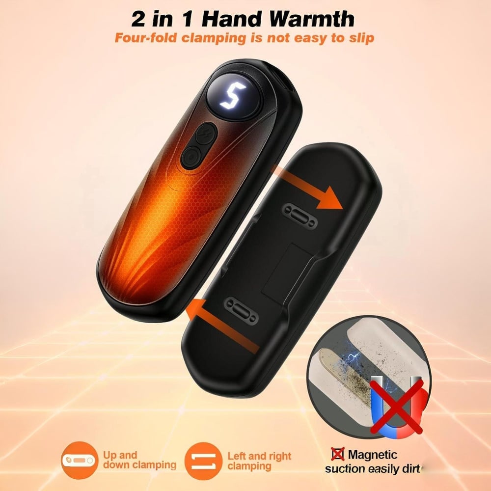 Rechargeable Hand Warmers with LED Display Five Heat Settings Set of 2 Portable Pocket Heaters - Image 2