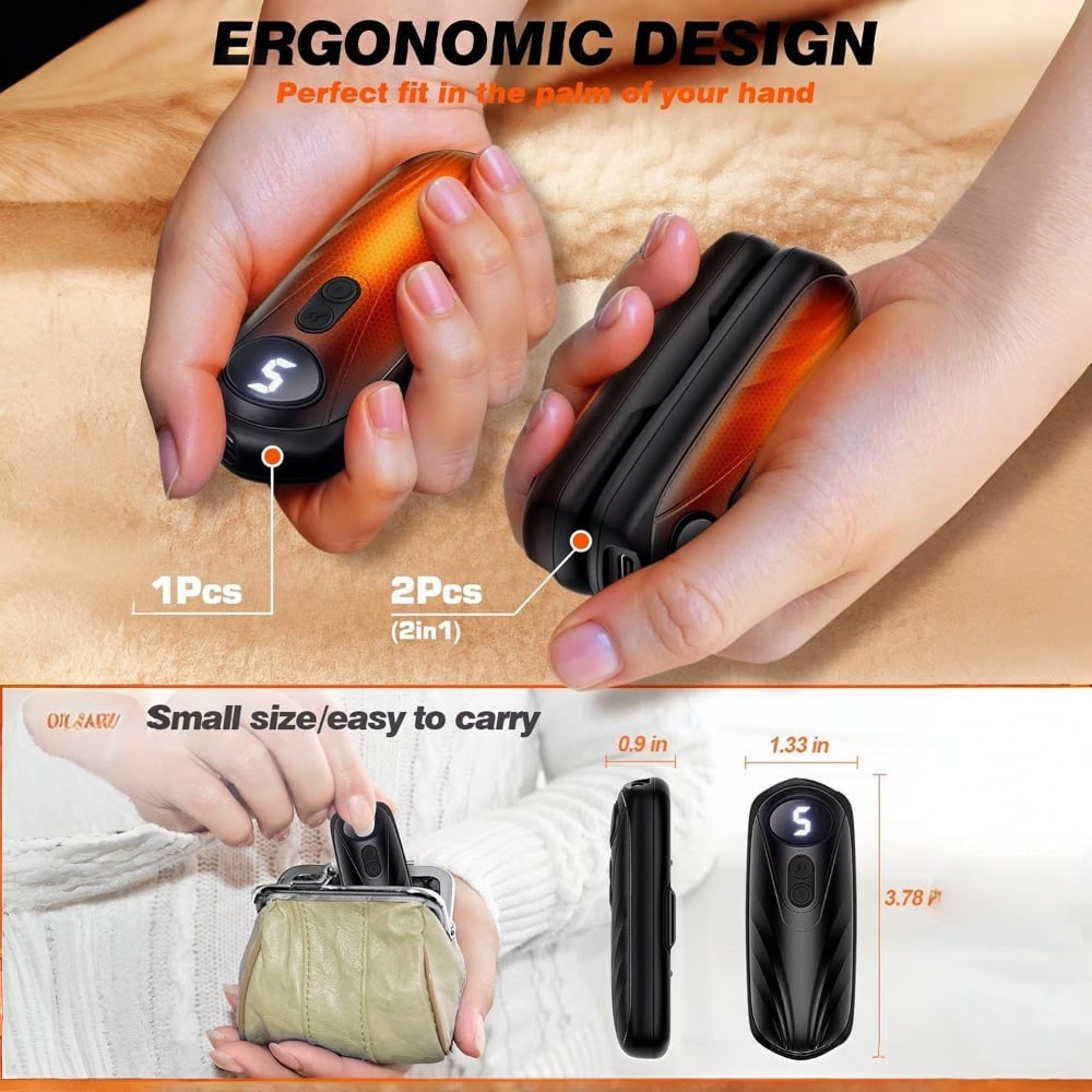 Rechargeable Hand Warmers with LED Display Five Heat Settings Set of 2 Portable Pocket Heaters - Image 6