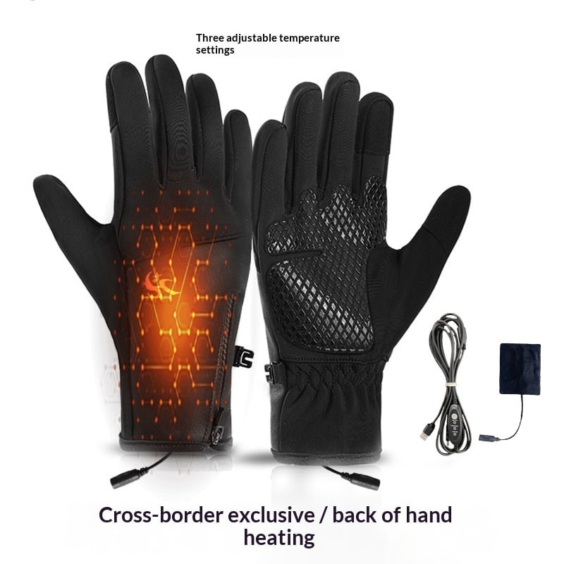 Rechargeable Heated Gloves with USB Power Touchscreen Compatible Fingertips and Non-Slip Palm - Image 1