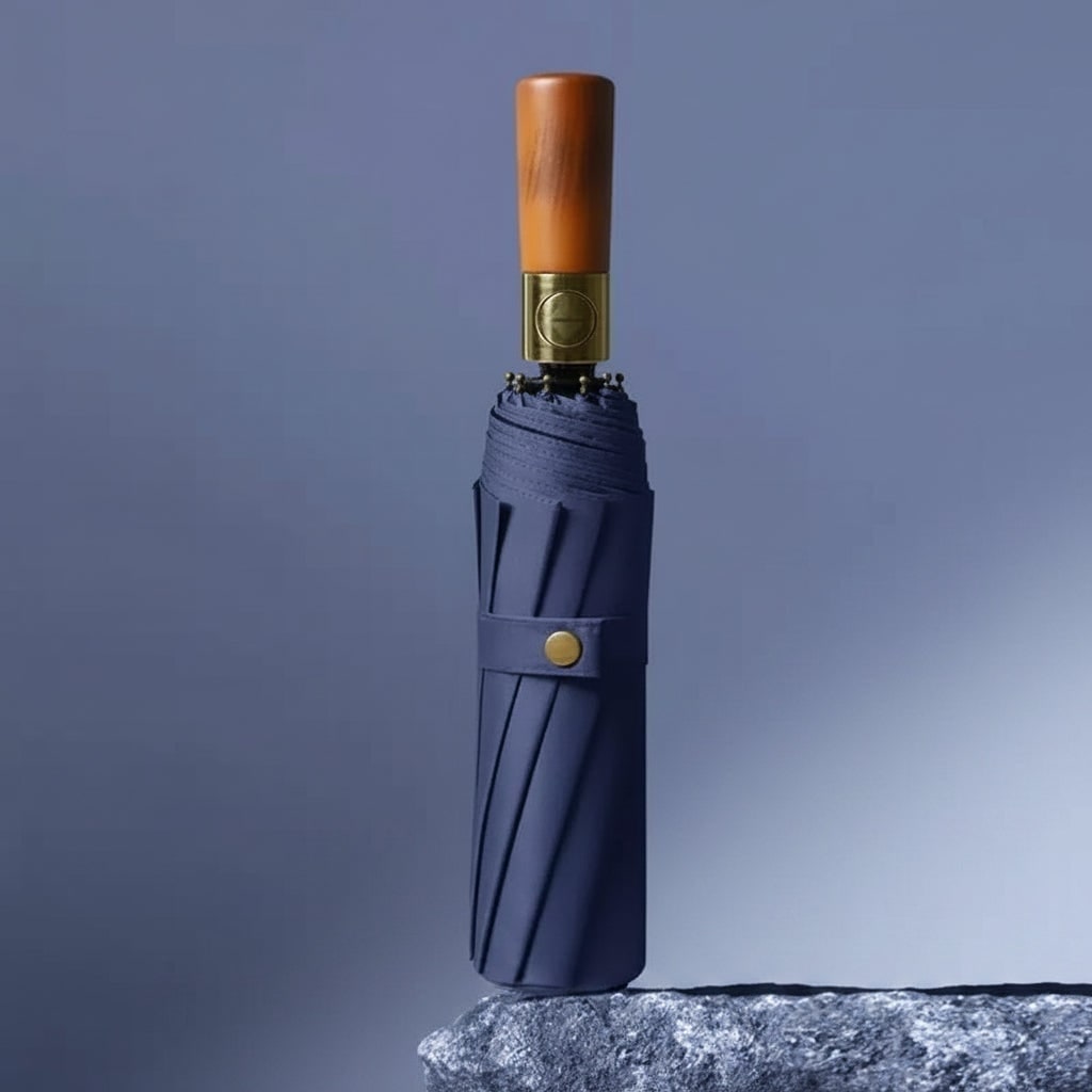 Repel Windproof Travel Umbrella with Automatic Folding Wooden Handle and Compact Design - Image 1