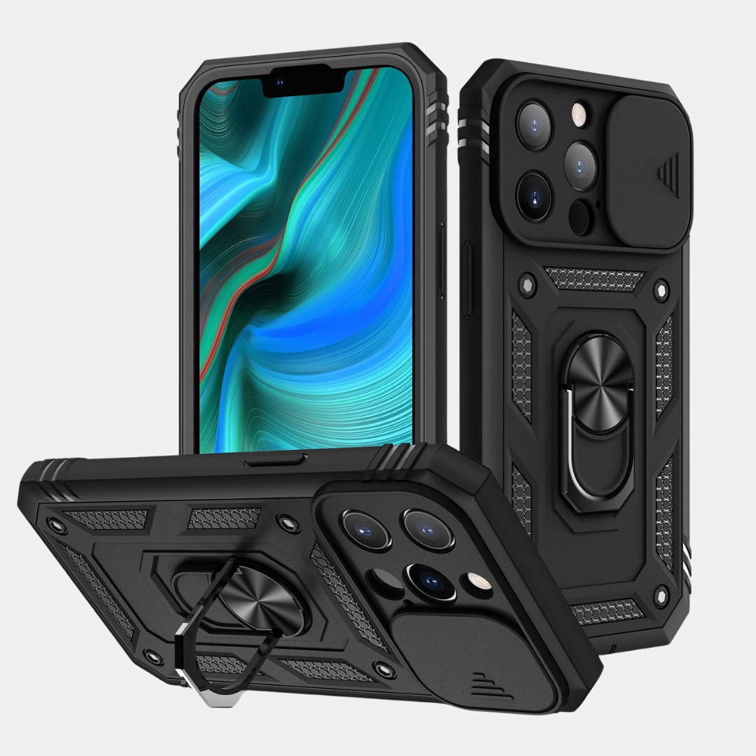 Rugged Shockproof Phone Case with Sliding Camera Cover and Kickstand - Image 2