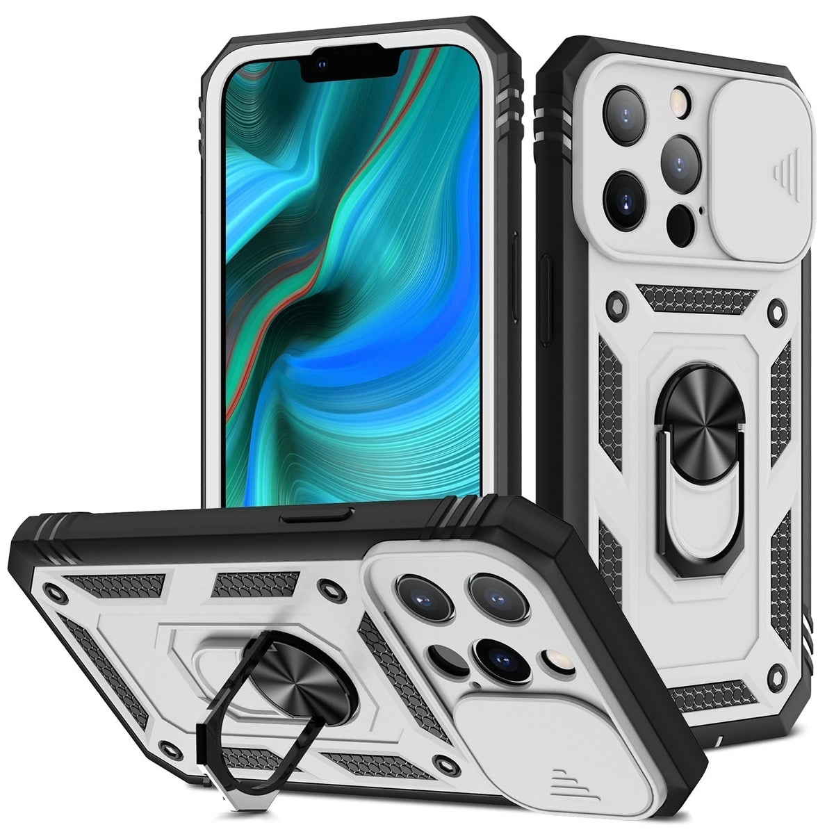 Rugged Shockproof Phone Case with Sliding Camera Cover and Kickstand - Image 6