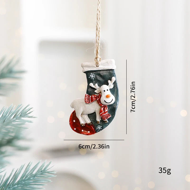 Rustic Resin Christmas Ornament with Hand-Painted Details and Jute String - Image 8