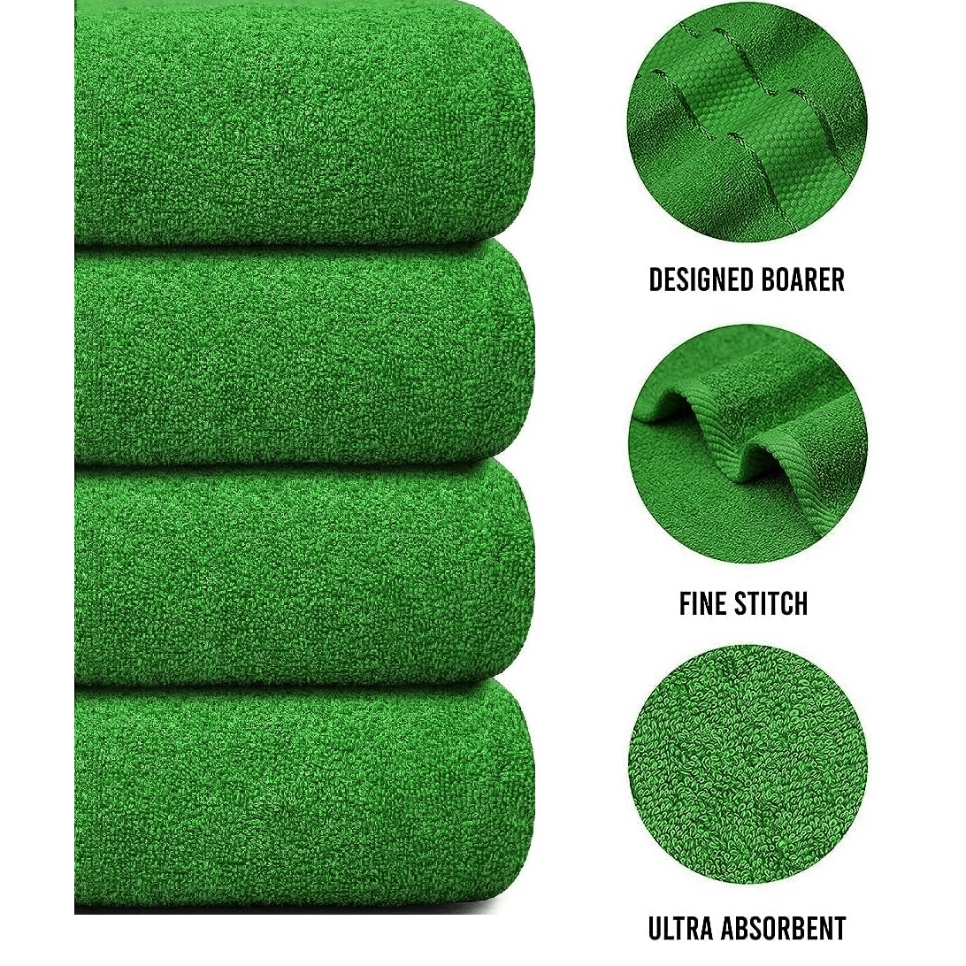 Set of 4 Large Bath Towels with Absorbent Cotton Terry Cloth and Dobby Border - Image 15
