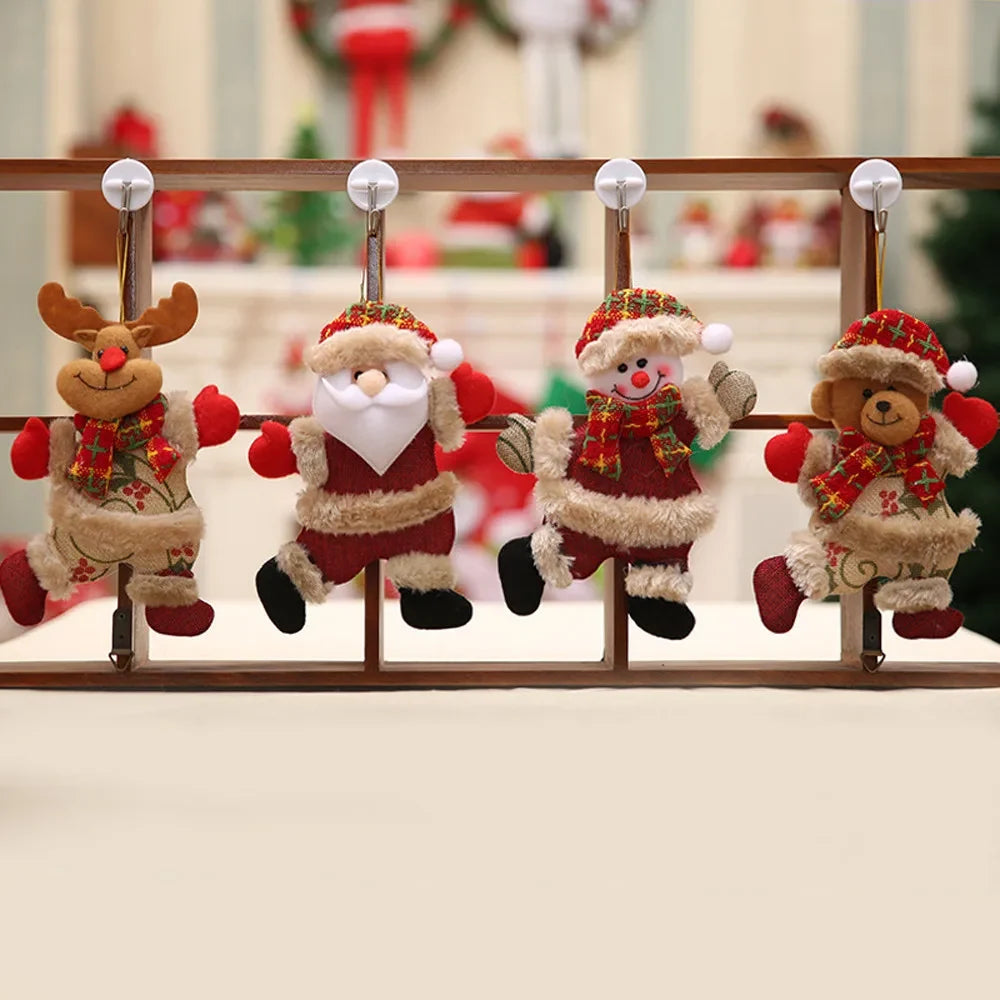 Set of 4 Plush Christmas Ornaments with Faux Fur Trim and Embroidered Details - Image 4