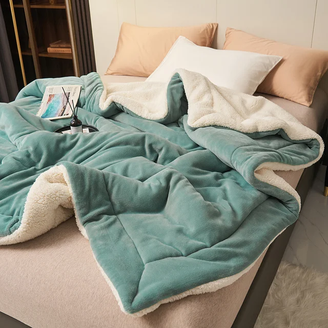 Sherpa Fleece Blanket with Double-Sided Plush Flannel and Quilted Stitching - Image 9