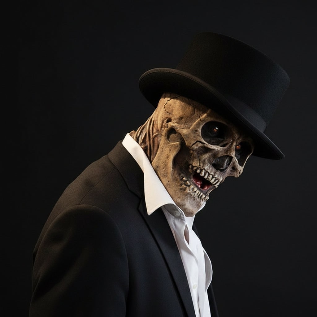 Skull Mask with Exposed Brain and Skeletal Chest Plate for Horror Costume - Image 5