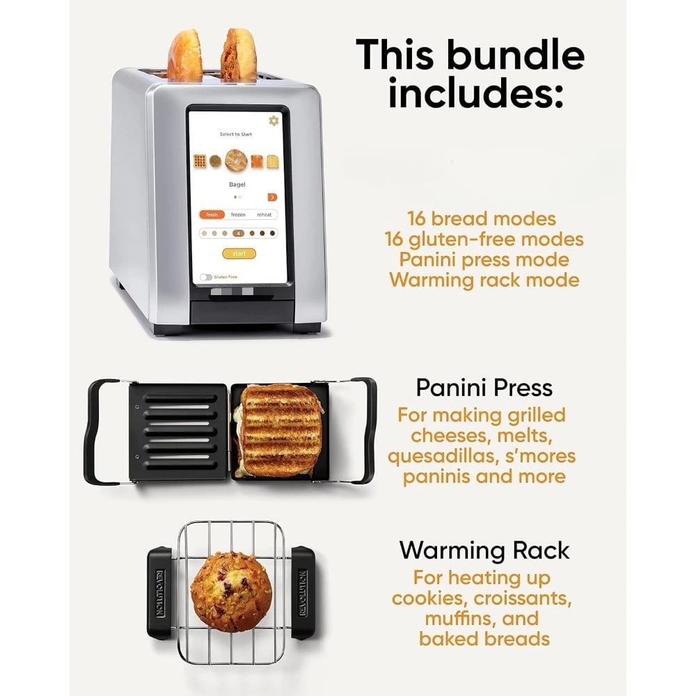 Smart Toaster with Touchscreen Panini Press Insert and Warming Rack - Image 2