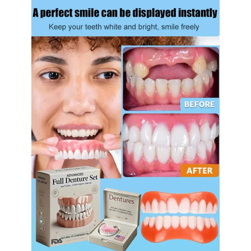 Snap on Veneers Upper and Lower Moldable Cosmetic False Teeth with Adjustable Fit - Image 3