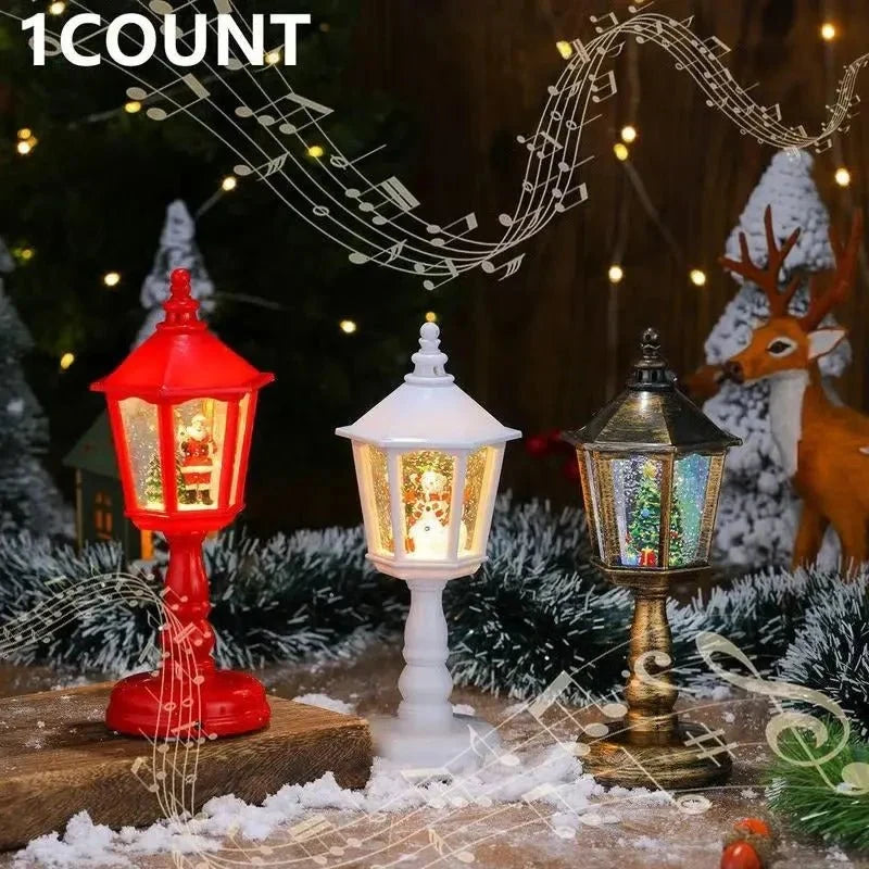 Snow Globe Lantern with Battery Operated LED Light and Musical Christmas Decoration - Image 5