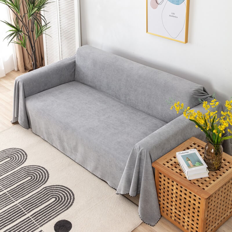 Sofa Couch Cover Washable with Chenille Texture and Pom-Pom Fringe - Image 9