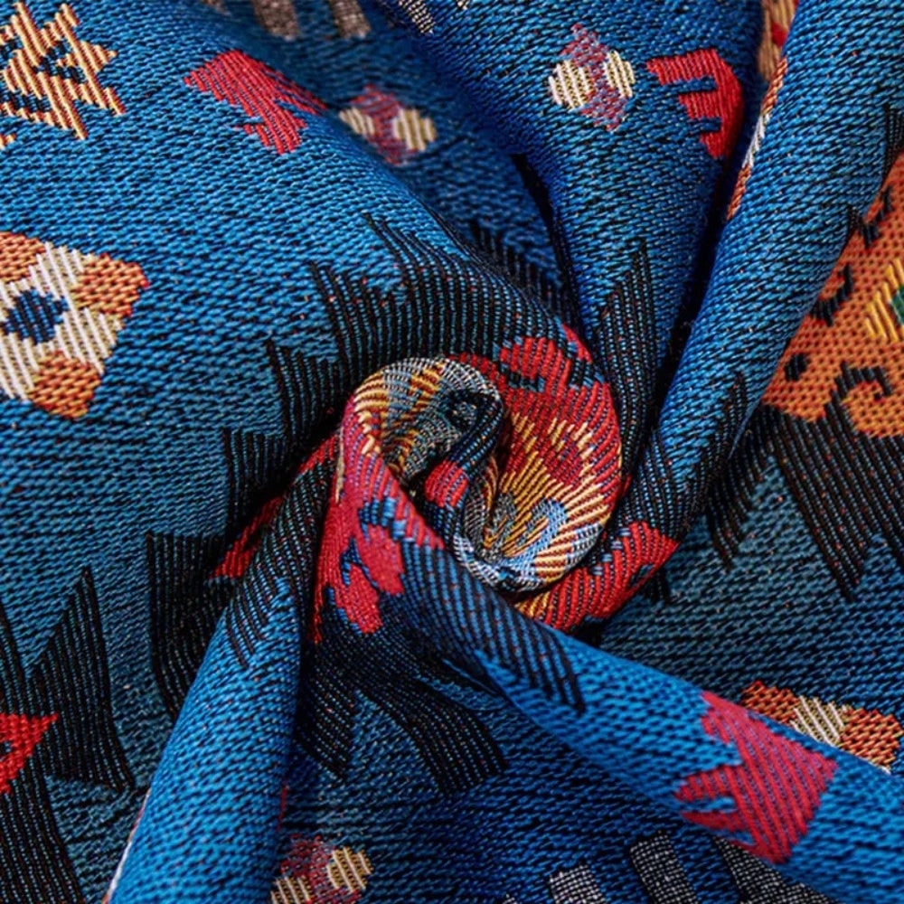Sofa Throw Blanket with Woven Geometric Bohemian Pattern and Fringe Trim - Image 5