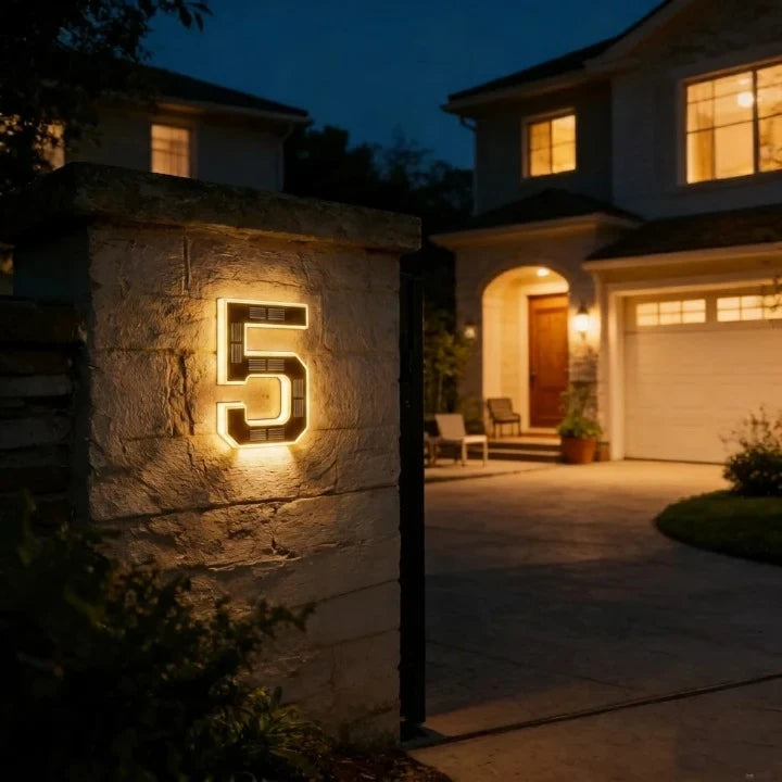 Solar House Numbers with Backlit LED Illuminated Address Sign Weatherproof - Image 10