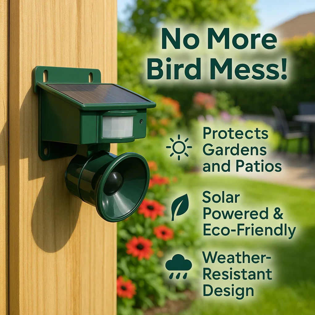 Solar Motion Activated Bird Deterrent with Ultrasonic and Sonic Repeller - Image 3