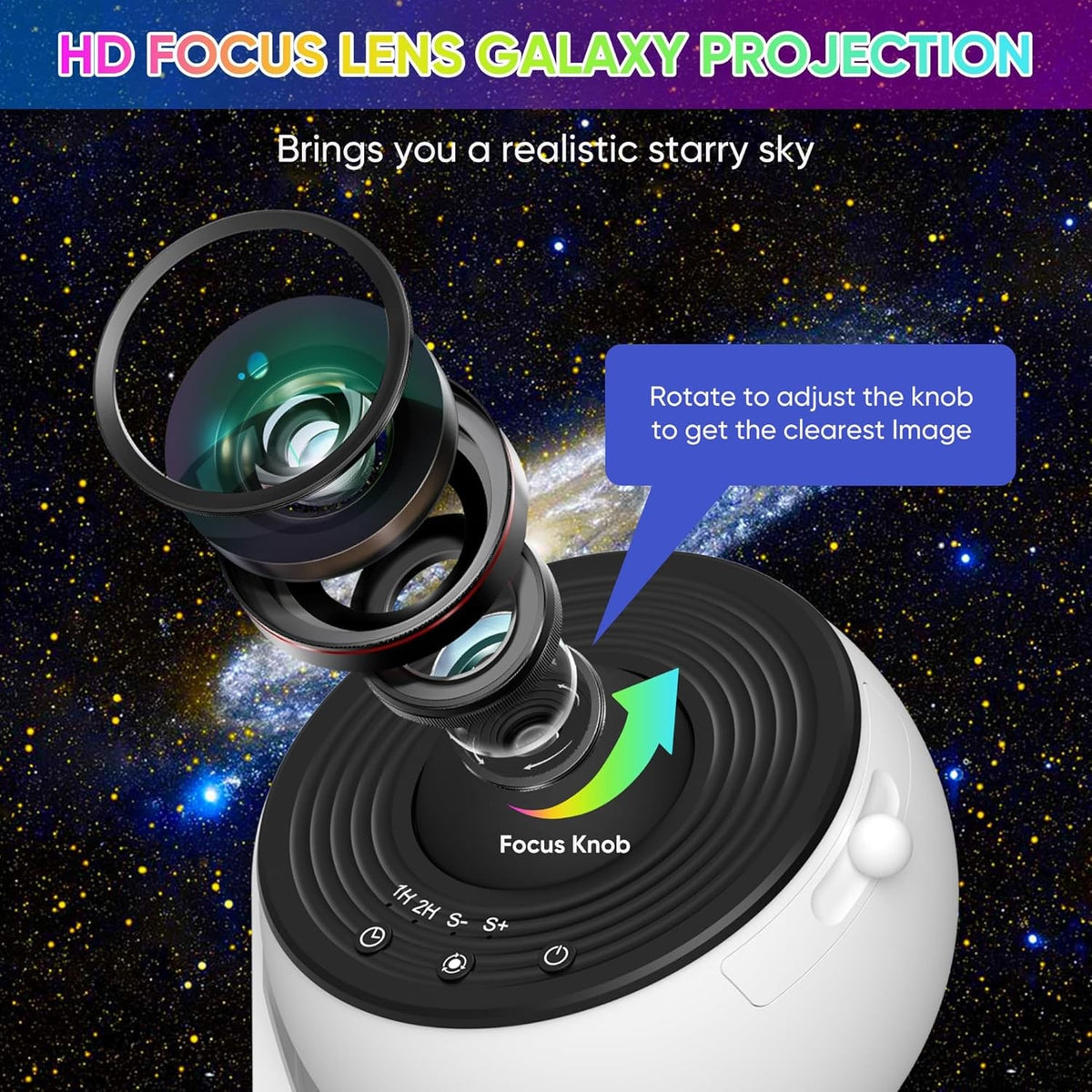 Star Projector Night Light with 360° Rotating Galaxy Projection and Tilting Stand - Image 6
