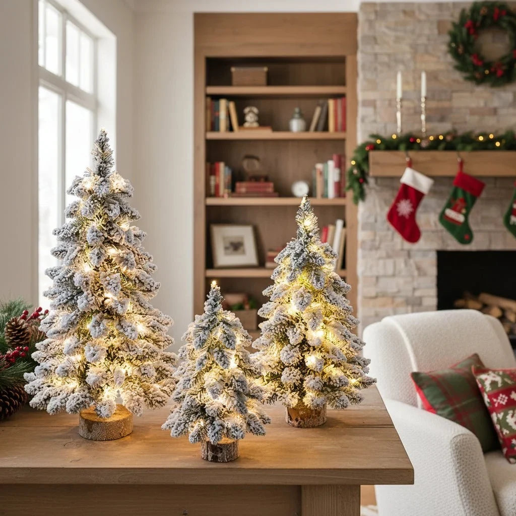 Tabletop Christmas Tree with LED Lights Flocked Snow Effect and Realistic Branches - Image 3