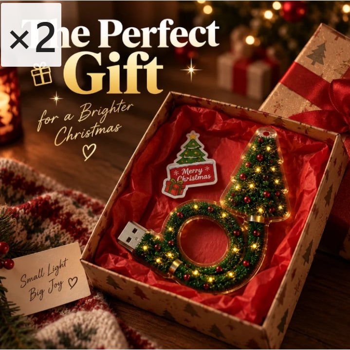 USB Flexible Christmas Tree Light with Projector and Miniature LED Ornaments - Image 3