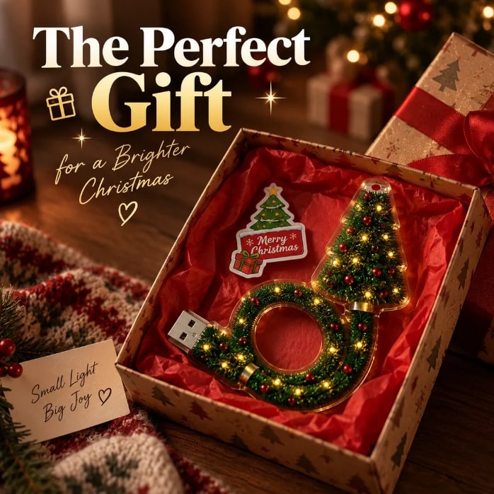 USB Flexible Christmas Tree Light with Projector and Miniature LED Ornaments - Image 7