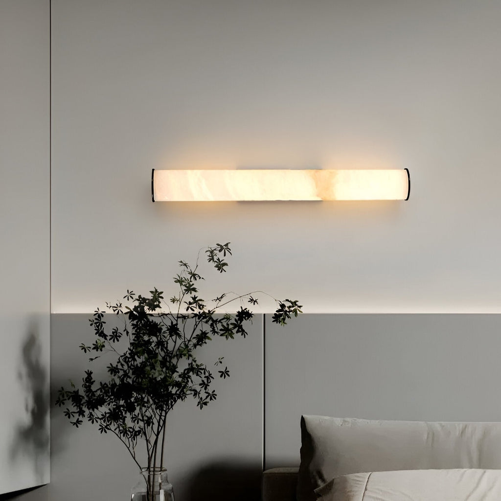Wall Sconce Lighting with Hardwired Cylindrical Translucent Marble Shade - Image 12