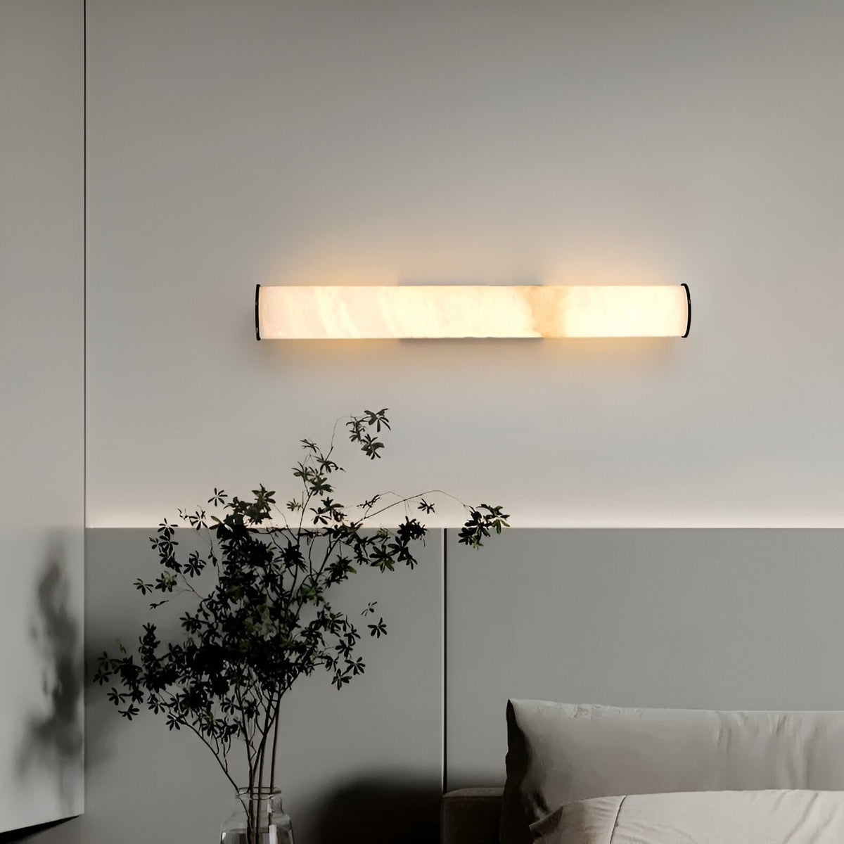 Wall Sconce Lighting with Hardwired Cylindrical Translucent Marble Shade - Image 12