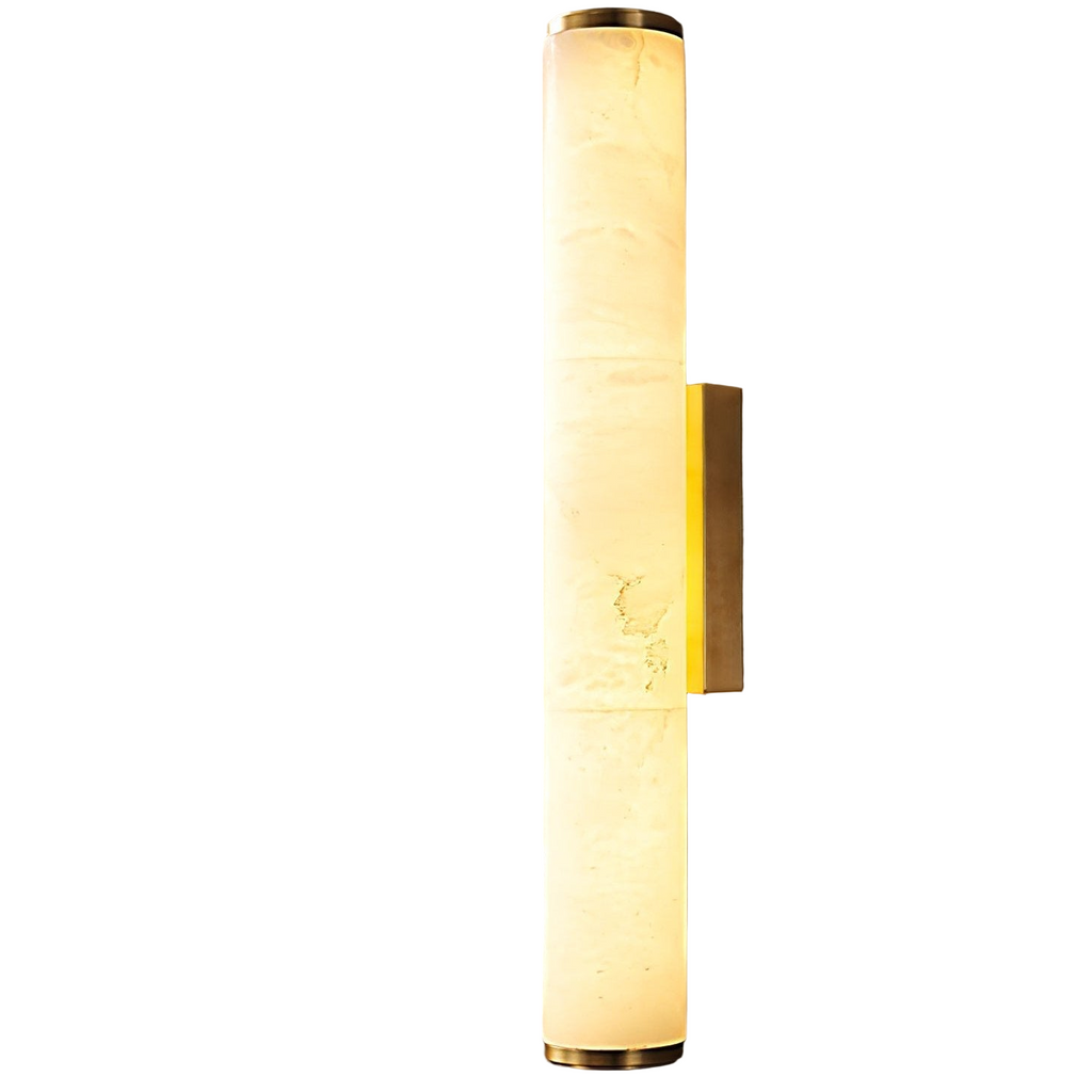Wall Sconce Lighting with Hardwired Cylindrical Translucent Marble Shade - Image 15