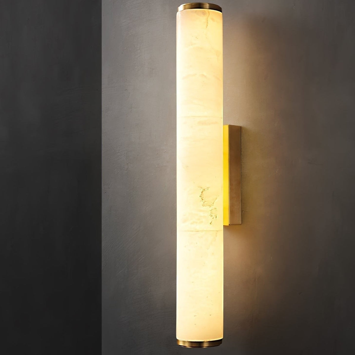 Wall Sconce Lighting with Hardwired Cylindrical Translucent Marble Shade - Image 3