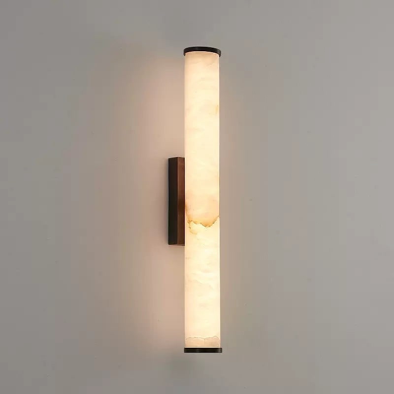 Wall Sconce Lighting with Hardwired Cylindrical Translucent Marble Shade - Image 6