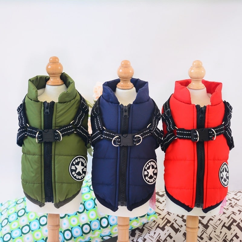 Waterproof Dog Coat with Harness Padded Puffer Jacket for Cold Weather - Image 7