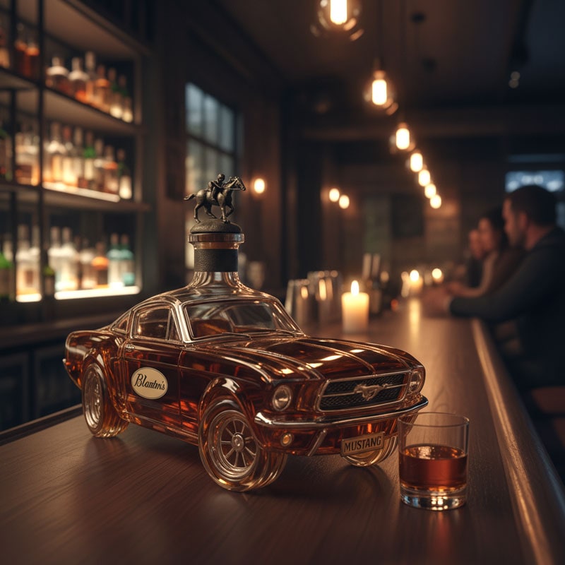 Whiskey Decanter Shaped Like a Vintage Sports Car with Removable Stopper - Image 2