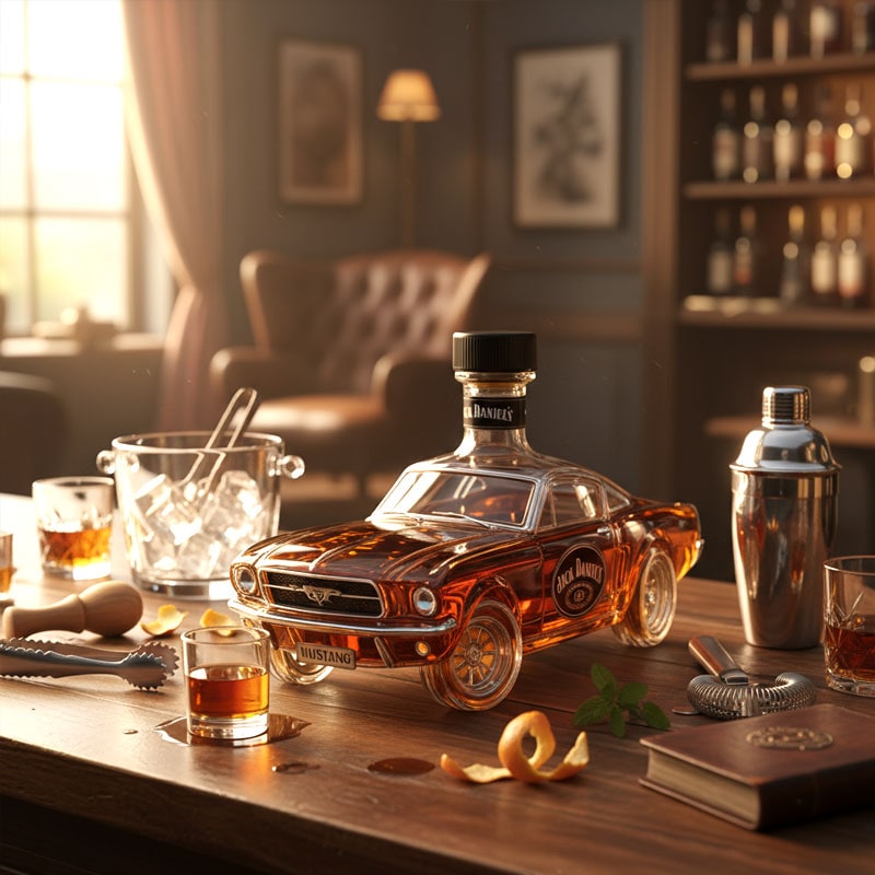 Whiskey Decanter Shaped Like a Vintage Sports Car with Removable Stopper - Image 3