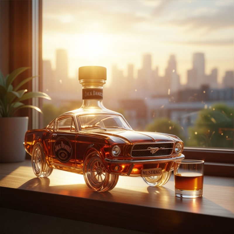 Whiskey Decanter Shaped Like a Vintage Sports Car with Removable Stopper - Image 4