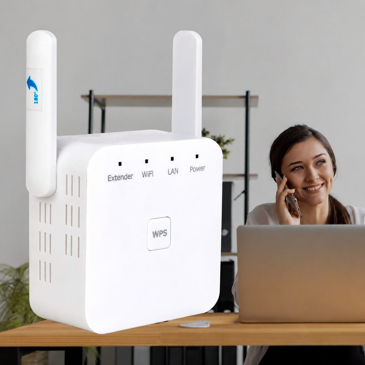 WIFI Extender with Adjustable Antennas and Ethernet Port Wireless Range Booster - Image 1