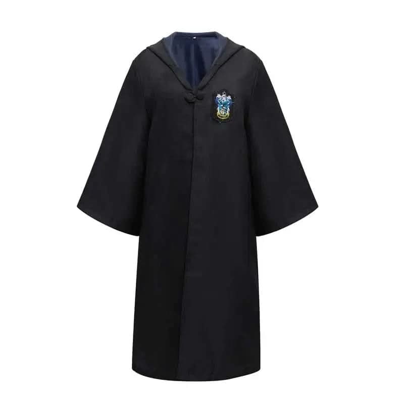 Wizard Costume Robe with Hooded Design Embroidered Crest and Wide Flared Sleeves - Image 5