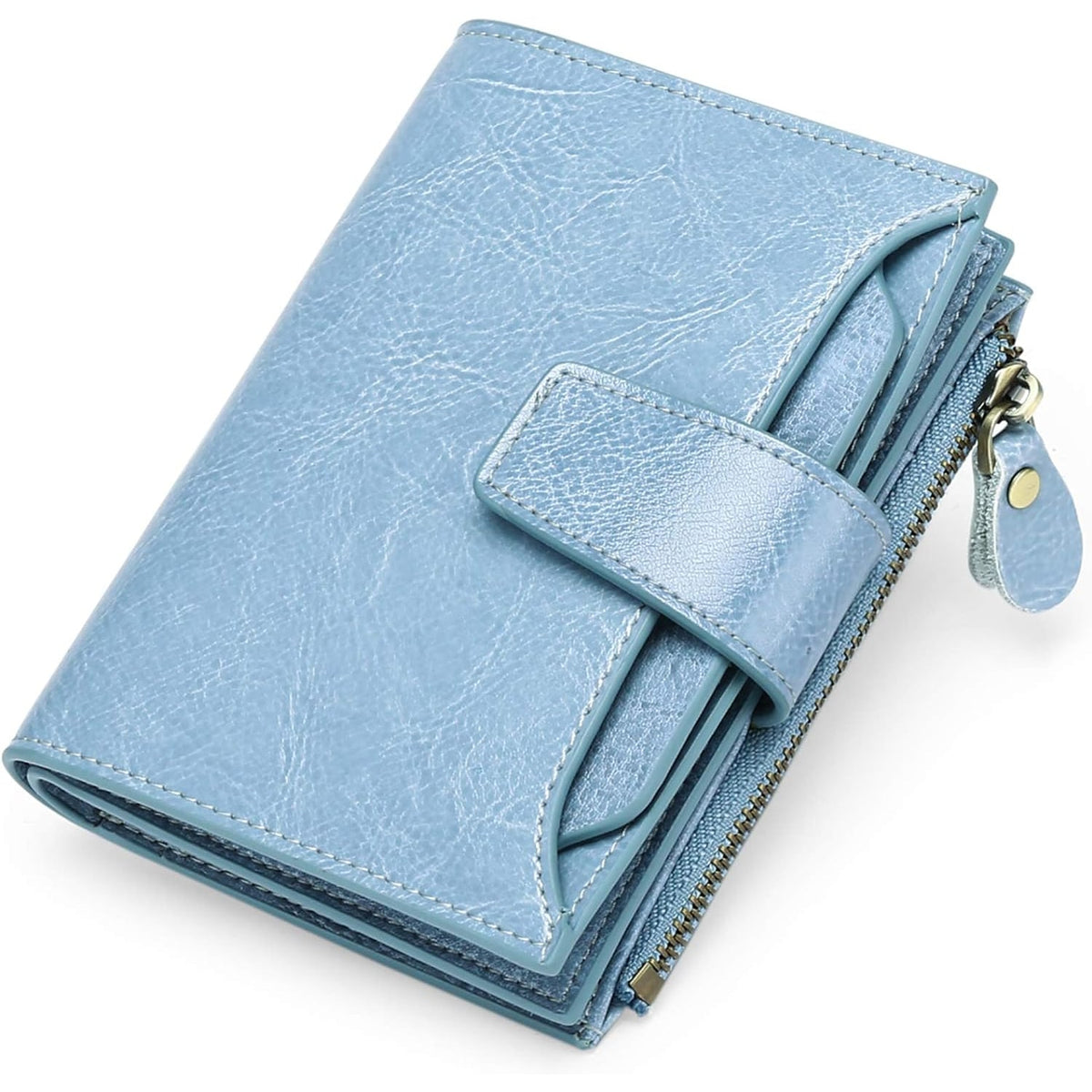 Women's Bifold Wallet with Snap Closure Zipper Pocket and Card Slots - Image 10