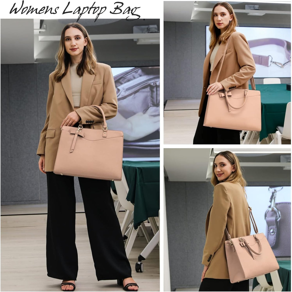 Women's Laptop Tote Bag with Shoulder Strap Multiple Compartments and Padded - Image 11