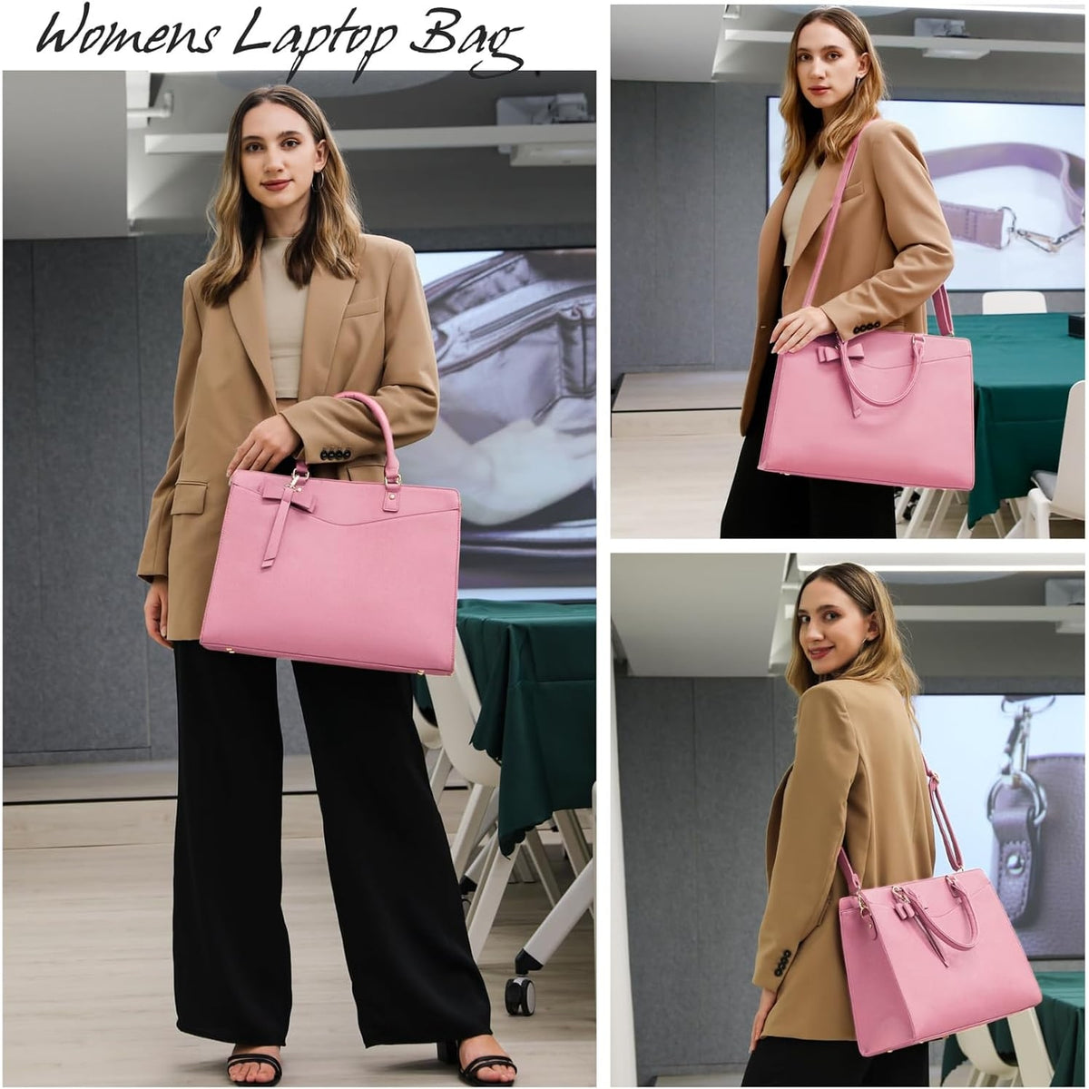 Women's Laptop Tote Bag with Shoulder Strap Multiple Compartments and Padded - Image 17