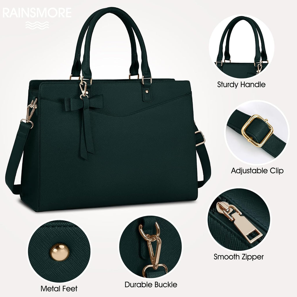 Women's Laptop Tote Bag with Shoulder Strap Multiple Compartments and Padded - Image 2